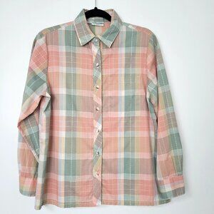 Vintage Alfred Dunner Pastel Plaid Shirt Made in USA Soft Girl Cottagecore